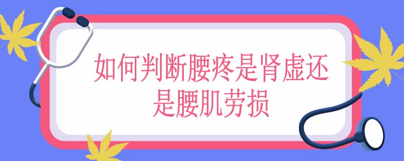 如何判断腰疼是肾虚还是腰肌劳损